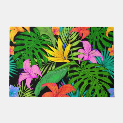 Vibrant color floral pattern doormat