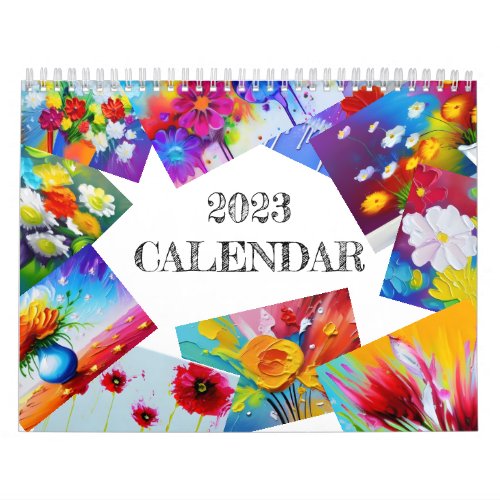 Vibrant Color Flowers Painting Calendar