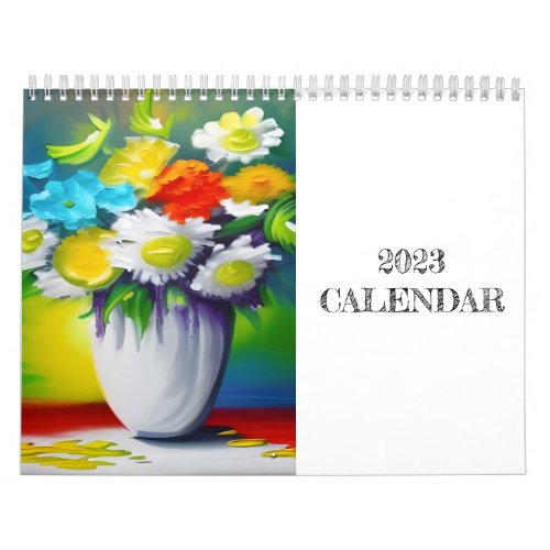 Vibrant Color Flowers Painting Calendar