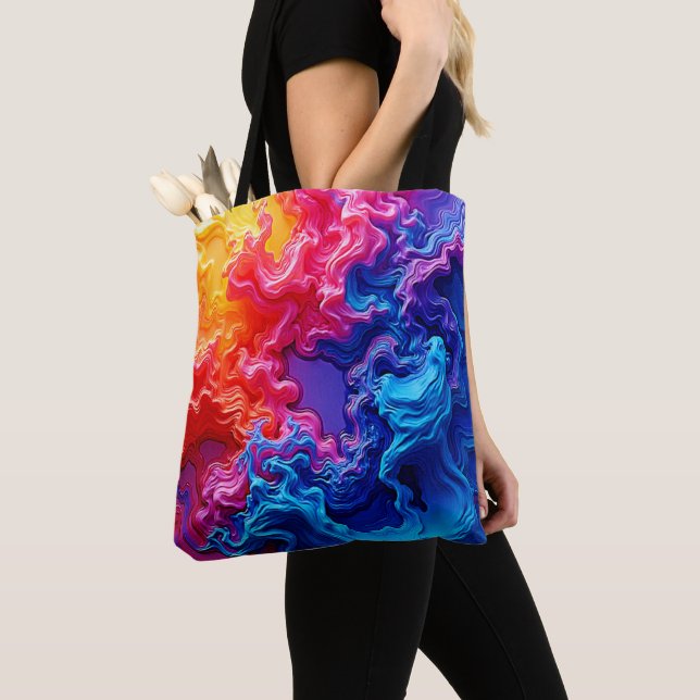 Vibrant Color Fusion Art Tote Bag (Close Up)