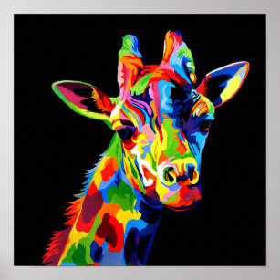 Animals Giraffe Colourful Colour FUNNY PICTURE CANVAS ABSTRACT PICTURE WALL PICTURES D2081 