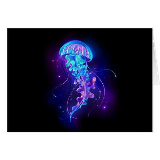 Vibrant Color Glowing Jellyfish (Front Horizontal)
