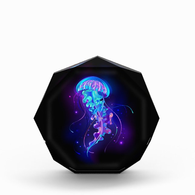Vibrant Color Glowing Jellyfish Acrylic Award (Front)