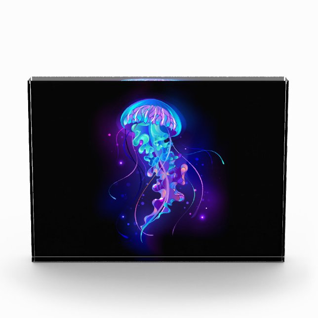 Vibrant Color Glowing Jellyfish Acrylic Award (Front)