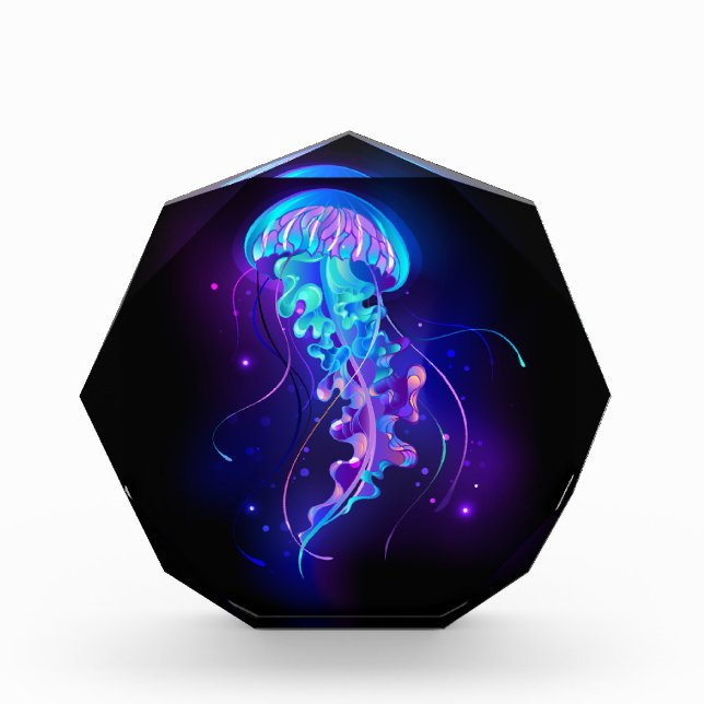 Vibrant Color Glowing Jellyfish Acrylic Award (Front)