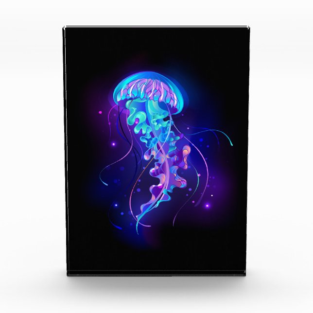 Vibrant Color Glowing Jellyfish Acrylic Award (Front)