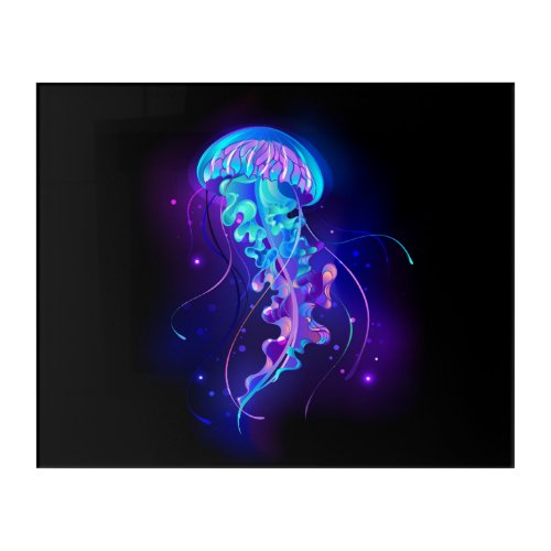 Vibrant Color Glowing Jellyfish Acrylic Print