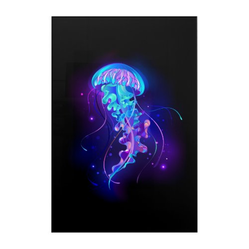 Vibrant Color Glowing Jellyfish Acrylic Print