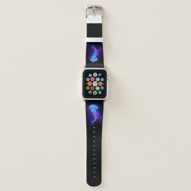 Vibrant Color Glowing Jellyfish Apple Watch Band (Front)