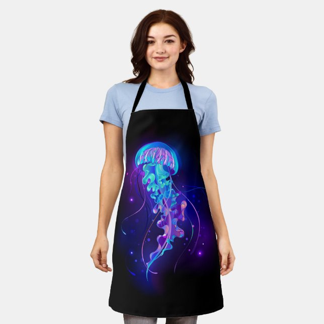 Vibrant Color Glowing Jellyfish Apron (Worn)