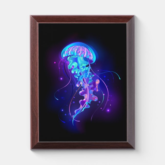 Vibrant Color Glowing Jellyfish Award Plaque (Vertical)