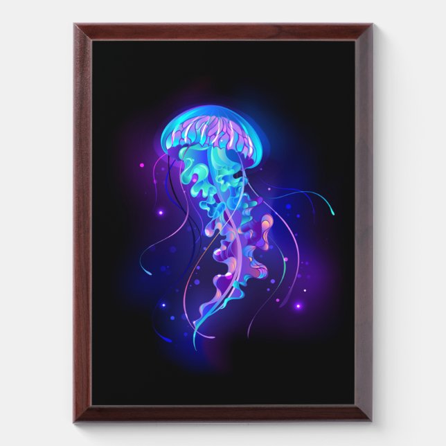 Vibrant Color Glowing Jellyfish Award Plaque (Vertical)