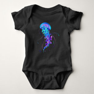 Vibrant Color Glowing Jellyfish Baby Bodysuit