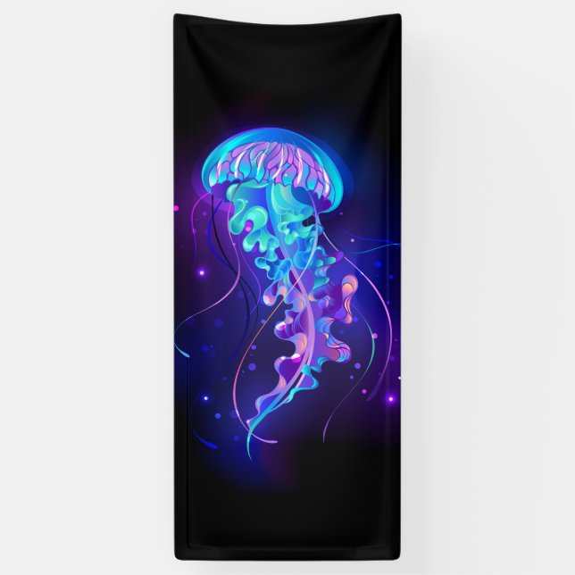 Vibrant Color Glowing Jellyfish Banner (Vertical)
