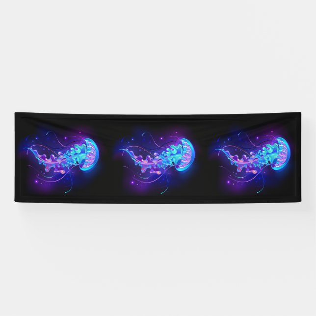 Vibrant Color Glowing Jellyfish Banner (Horizontal)
