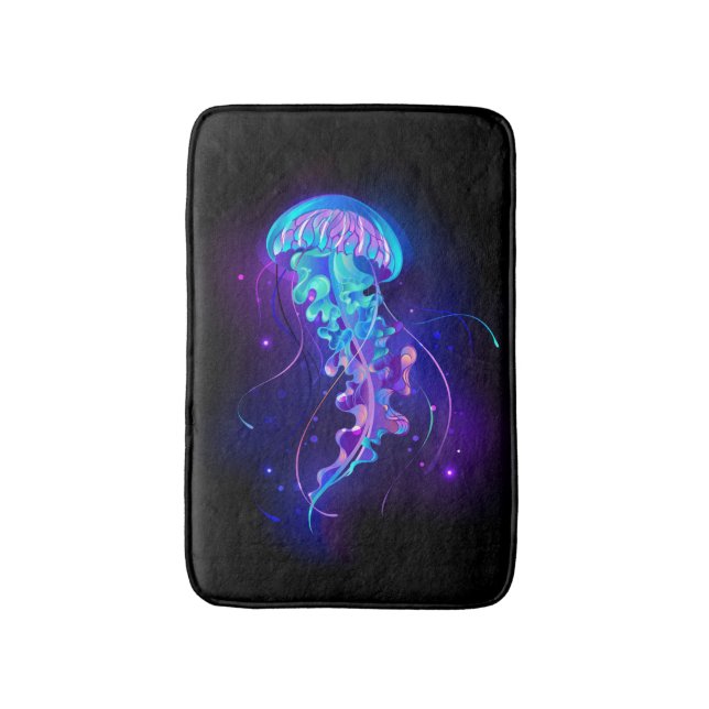 Vibrant Color Glowing Jellyfish Bath Mat (Front Vertical)
