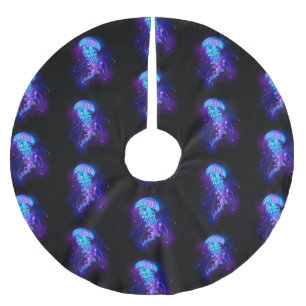 Vibrant Color Glowing Jellyfish Brushed Polyester Tree Skirt