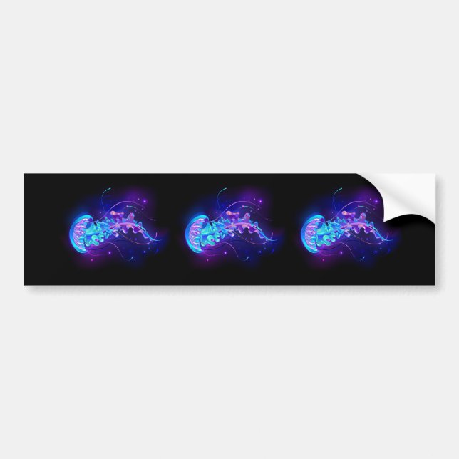 Vibrant Color Glowing Jellyfish Bumper Sticker (Front)