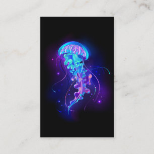 Vibrant Color Glowing Jellyfish Business Card