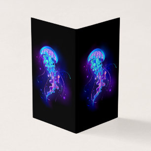 Vibrant Color Glowing Jellyfish Business Card