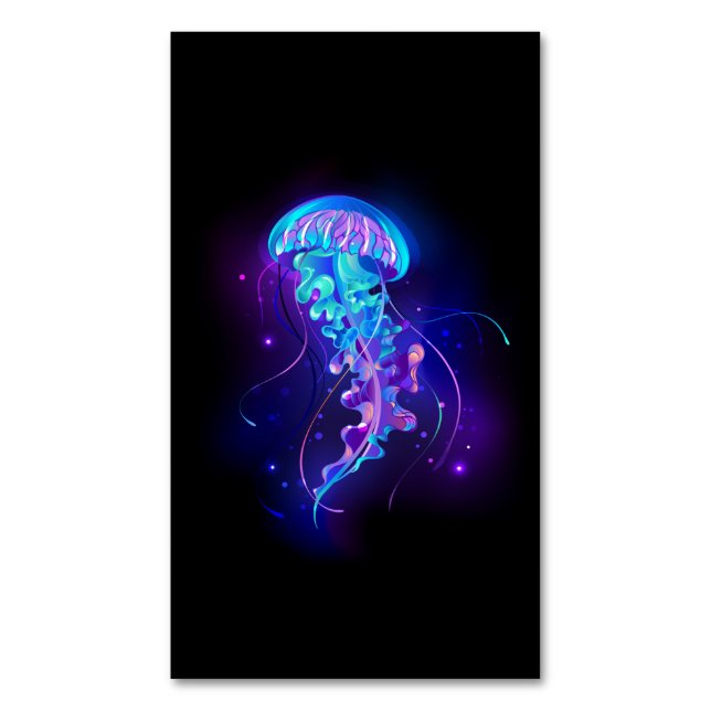 Vibrant Color Glowing Jellyfish Business Card Magnet (Front Vertical)