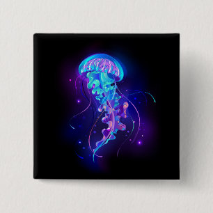 Vibrant Color Glowing Jellyfish Button