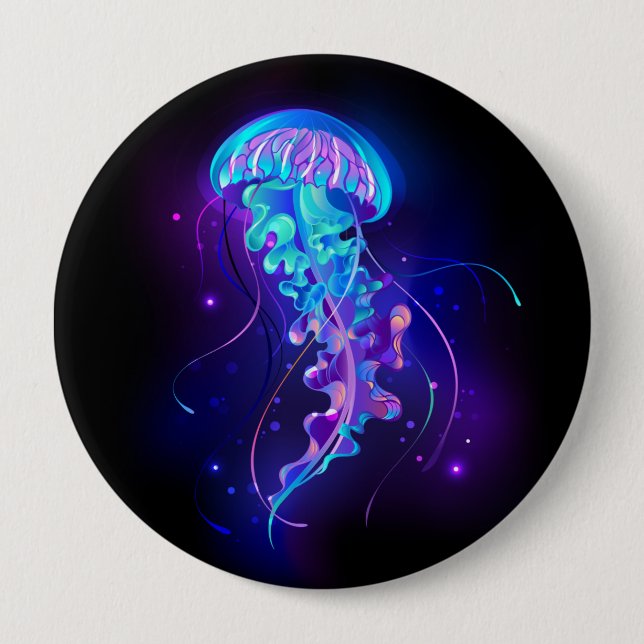Vibrant Color Glowing Jellyfish Button (Front)
