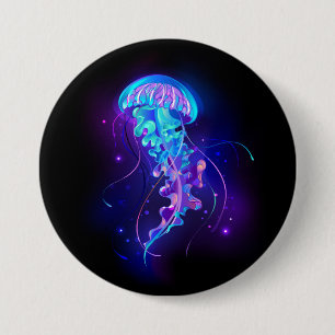 Vibrant Color Glowing Jellyfish Button