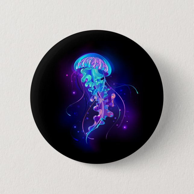 Vibrant Color Glowing Jellyfish Button (Front)
