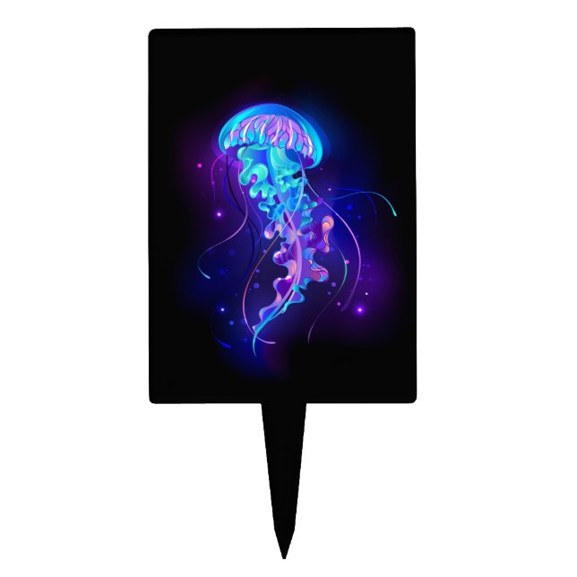 Vibrant Color Glowing Jellyfish Cake Topper (Front)