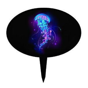 Vibrant Color Glowing Jellyfish Cake Topper