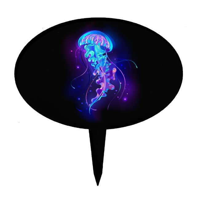 Vibrant Color Glowing Jellyfish Cake Topper (Front)
