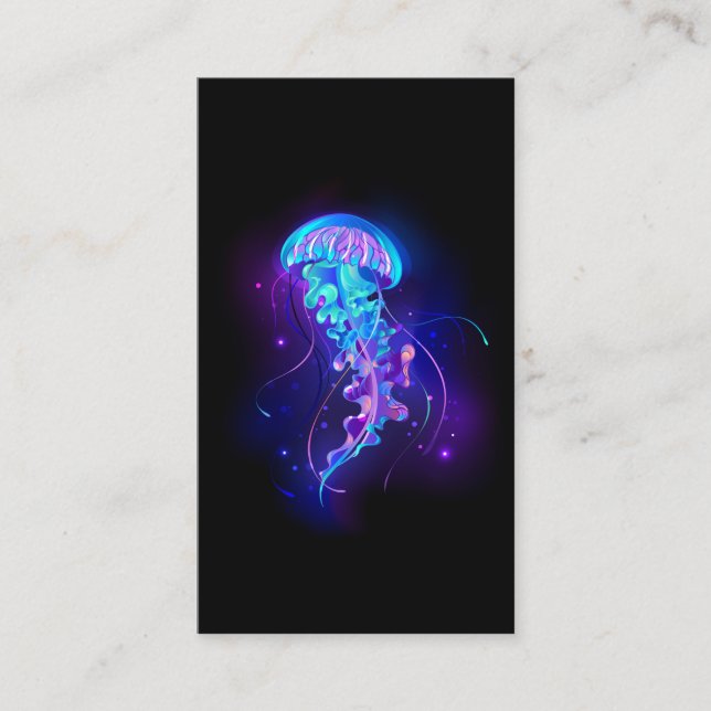 Vibrant Color Glowing Jellyfish Calling Card (Front)