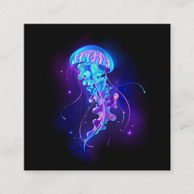Vibrant Color Glowing Jellyfish Calling Card (Front)