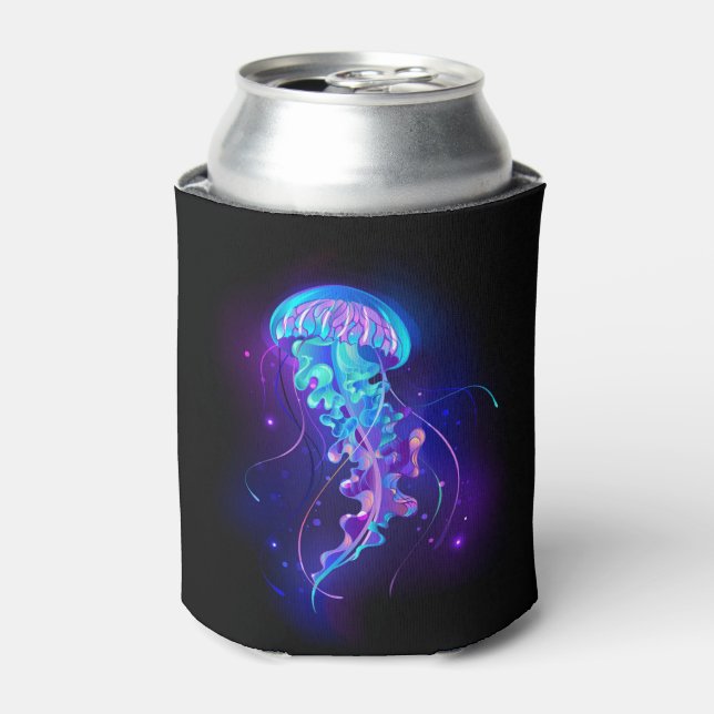 Vibrant Color Glowing Jellyfish Can Cooler (Can Front)