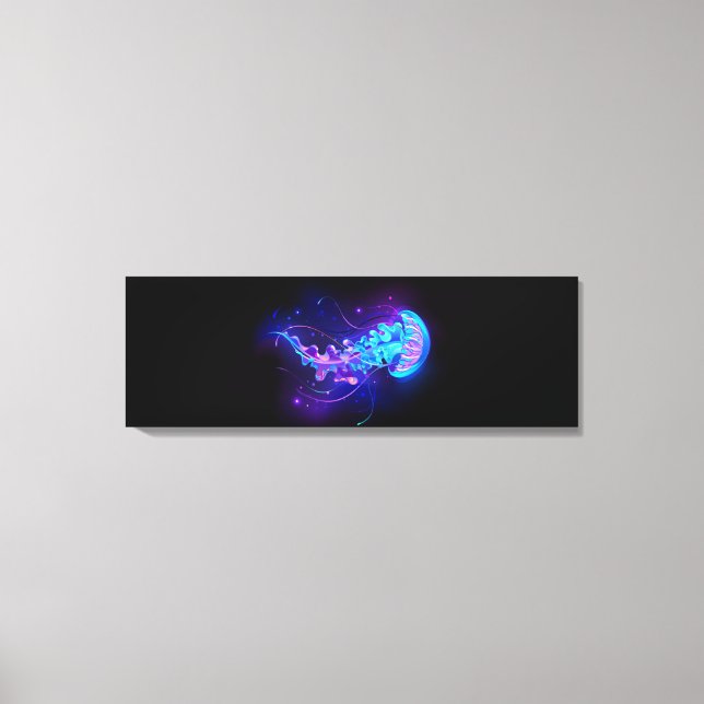 Vibrant Color Glowing Jellyfish Canvas Print (Front)