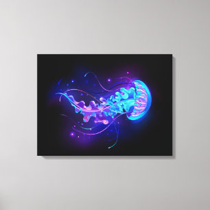 Vibrant Color Glowing Jellyfish Canvas Print