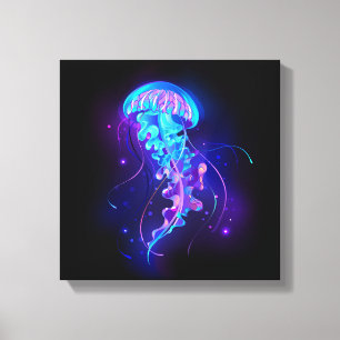 Vibrant Color Glowing Jellyfish Canvas Print