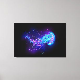 Vibrant Color Glowing Jellyfish Canvas Print