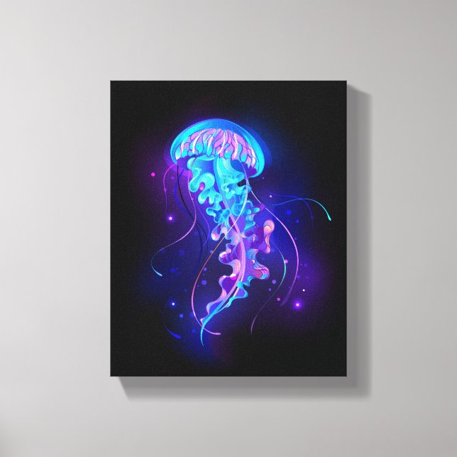 Vibrant Color Glowing Jellyfish Canvas Print (Front)