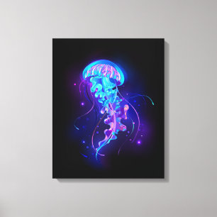 Vibrant Color Glowing Jellyfish Canvas Print