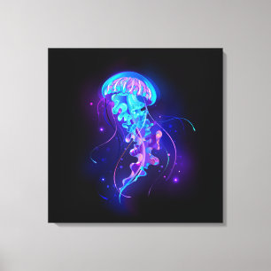 Vibrant Color Glowing Jellyfish Canvas Print