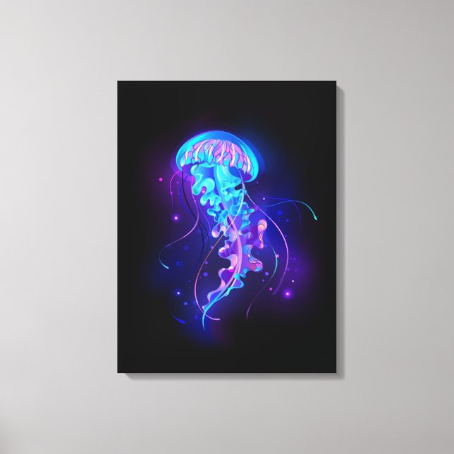 Vibrant Color Glowing Jellyfish Canvas Print (Front)