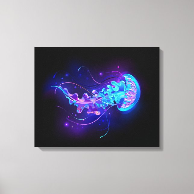 Vibrant Color Glowing Jellyfish Canvas Print (Front)