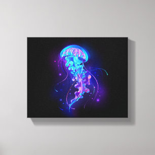 Vibrant Color Glowing Jellyfish Canvas Print