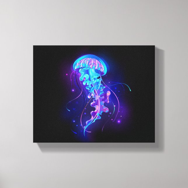 Vibrant Color Glowing Jellyfish Canvas Print (Front)