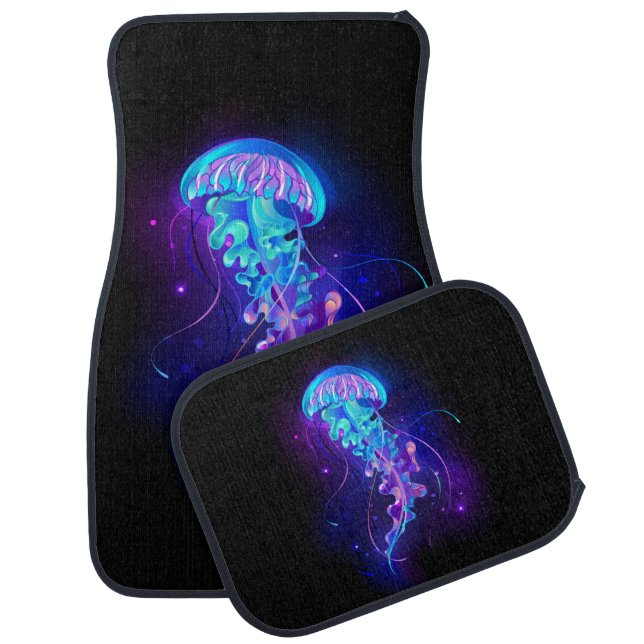 Vibrant Color Glowing Jellyfish Car Floor Mat (Set)