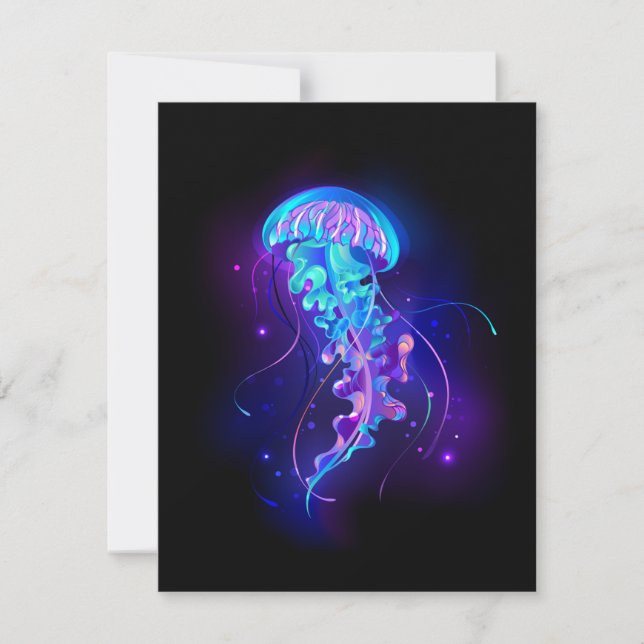 Vibrant Color Glowing Jellyfish Card (Front)