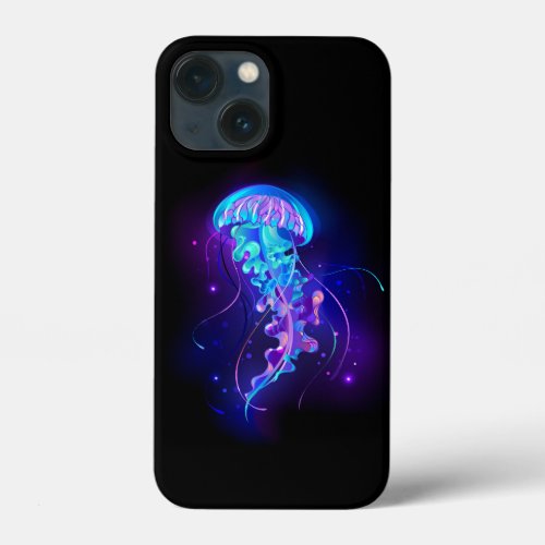 Vibrant Color Glowing Jellyfish iPhone 13 Mini Case