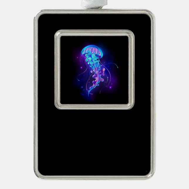 Vibrant Color Glowing Jellyfish Christmas Ornament (Front)